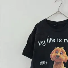 ギルダン【S】Tシャツ クルーネック 半袖 犬 プリント 黒 カジュアル