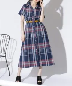 REDYAZEL レディアゼル レトロチェックワンピース M ブルー