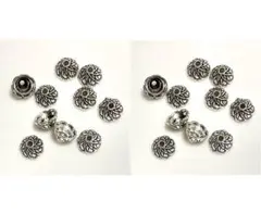 メタルパーツ★座金・ビーズキャップ10mm(銀古美)20個★花座 メタルビーズ
