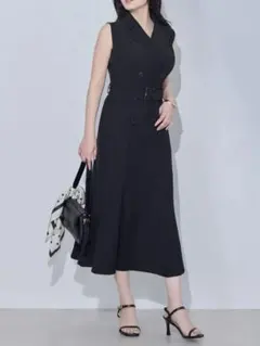 滝沢真紀子着用✨ADORE アドーア サマーワンピース 黒 リネン混 フレア