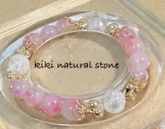 天然石ブレスレット 桜雨ロードナイトシリカ 水晶