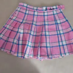 ピンク チェック プリーツスカート