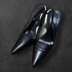 GIORGIO ARMANI レザー スリングバック パンプス ブラックのサムネイル
