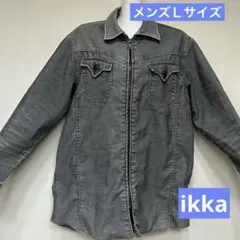 値下げ中！【ikka】グレー ジャケット ファスナー付き　コーディロイ
