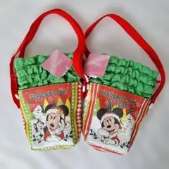 【新品】ディズニー クリスマス ショルダー巾着バッグ ミッキー ミニー