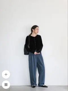select MOCA 丈長め カットジョーゼットタックパンツ ブルー Sサイズ
