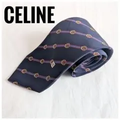 CELINE ネクタイ マカダム柄 チェーン柄 ネイビーのサムネイル