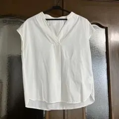 スキッパーネック 半袖ブラウス ホワイトのサムネイル
