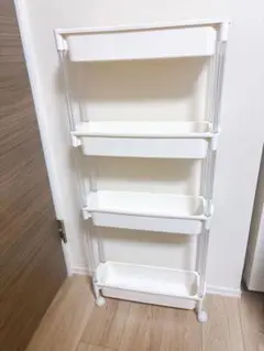 ホワイト4段 収納ワゴン キャスター付き