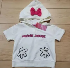 パーカー　Tシャツ　半袖　ミニー　ディズニー　耳付き　90　バースデイ　しまむら