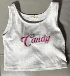 Candy ロゴ刺繍 リブ タンクトップ クロップド丈のサムネイル