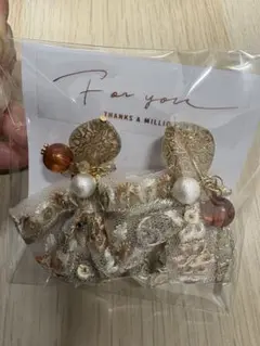 ハンドメイド リボン型ピアス