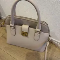 any sis ベージュ 合成皮革 ショルダーバッグ