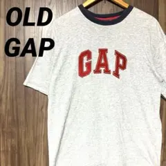 00s old GAP Tシャツ キッズXL 赤アップリケロゴ グレー