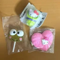 白菜マスコットキティ、ふわふわピンバッジ、カラフルキャンディチャームけろっぴ