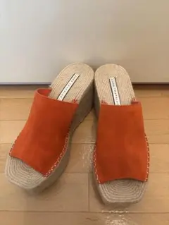 ZARA 厚底サンダル 37 オレンジ