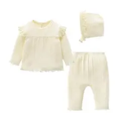 ベビー服　パジャマ　上下セット　帽子付き　長袖　前開き　女の子　新生児　赤ちゃん