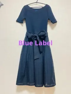 ☆☆ BlueLabelCrestbridgeネイビー 半袖 膝丈ワンピース36
