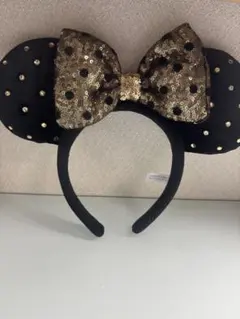 ミニーマウス風カチューシャ 黒と金