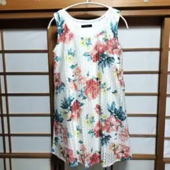 rienda フラワープリント ノースリーブ ワンピース