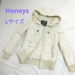 ハニーズ　中綿フードジャンパー 　Lサイズ　白　ブルゾン　ホワイト　ベージュ系