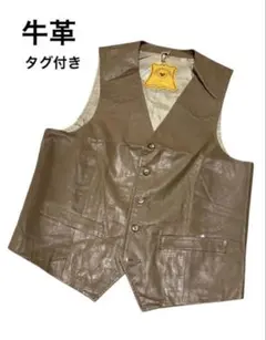 牛革 レザーベスト ブラウン タグ付き