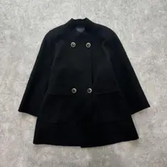 【最終価格】ダブルブレスト コート 黒 カシミヤ混　y2k