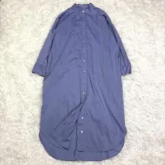 美品 セオリーリュクス バックギャザー ストライプ ロングシャツ 38 