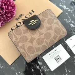 ❤︎ 新品 COACH コーチ 折り財布 ブラック 黒 カーキ 二つ折り財布