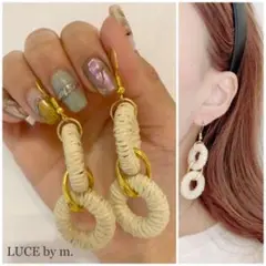 620 ラタンチェーンフープ ピアス イヤリング お洒落 プチプラ