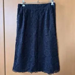 スカート レース 黒 フレアスカート 花柄