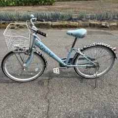 引き取り限定 発送不可】22インチ 子供用自転車 花柄ミントグリーン