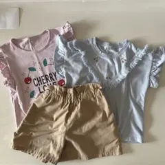 フリル付きTシャツ2点とショートパンツの3点セット 110 120 女の子
