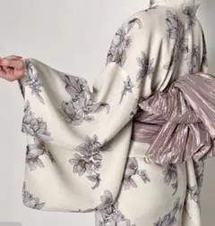 GRL セパレート　アイボリー花柄浴衣・帯セットFサイズ