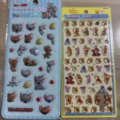 トムとジェリー ぷくぷくシール&くまのプーさん ボンボンドロップ 2シートセット