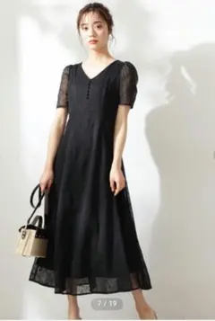 プロポーション 刺繍　花柄　 シアー　ワンピース ブラック　　ドレス