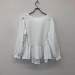 ハッシュパピー 白ブラウス Lサイズ ペプラム裾 体型カバーにも◎