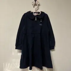 新品未使用　メゾピアノ　バレエ　衿つき　前開きカットワンピース　紺　120cm