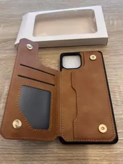 iPhone14 用ブラウン手帳型ケース