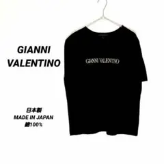 4904U ジャンニ・バレンチノ Tシャツ ブラック M ロゴ 半袖 春夏 綿のサムネイル