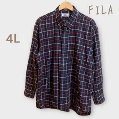 FILA チェック柄 長袖シャツ 4L