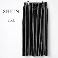 SHEIN ストライプパンツ ワイド 2XL 黒白 美脚のサムネイル
