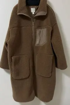 H&M ロングボアジャケット フリースジャケット ブラウン アウター