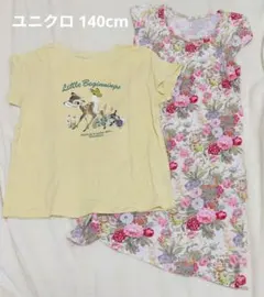 ユニクロ【綿100%】140cm バンビTシャツ／エピスデザイン 半袖ワンピース