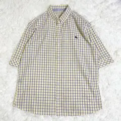 バーバリーブルーレーベル　シャツ　ノバチェック　ホースロゴ　イエロー