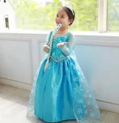 コスプレアナ雪 エルサ風ドレス 子供 ハロウィン 130cm