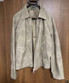 ベージュ レザージャケット バックベルト付き