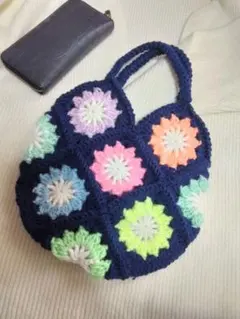 カラフルグラニーバッグ 　ネイビー