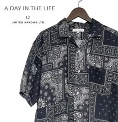 A DAY IN THE LIFE ペイズリー柄　半袖シャツ XL ネイビー