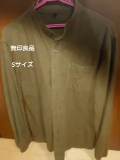 無印良品 ノーカラー長袖シャツ フランネル風素材